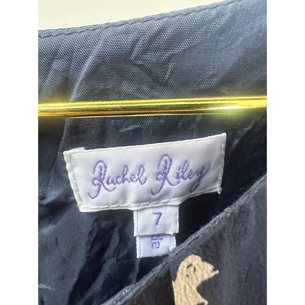 Rachel Riley Silk Dress Girls Size 7 Navy Toy Print Sleeveless Pleated Tie Waist - Picture 10 of 15